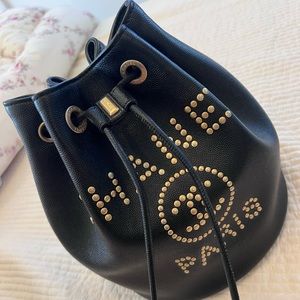 Chanel deauville studded caviar bucket bag